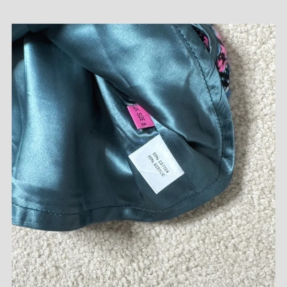Matthew Williamson A- Line Skirt Detachable Belt Textured Fabric Pink Blue Print
